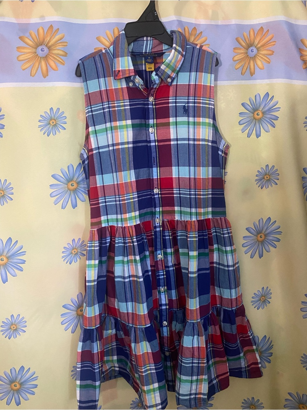Polo by Ralph Lauren Girls' Multicolor Plaid Sleeveless Shirt Dress